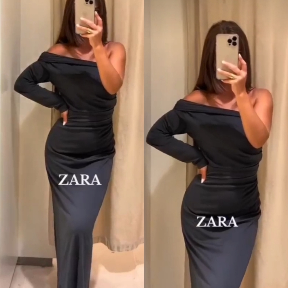 ZARA ASYMMETRICAL DRESS GRAY SIZE S - Picture 4 of 13